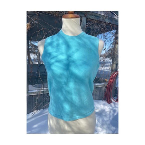 Vintage | 90s Sasson Blue Knit Sleeveless Top Sz M - Picture 1 of 8